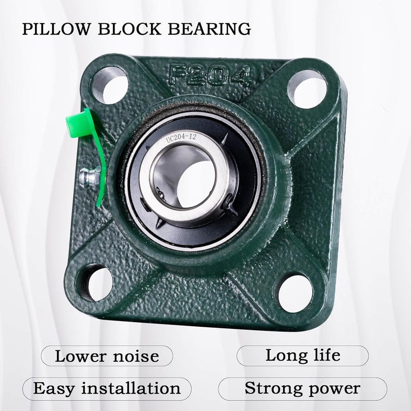 SHINICO Pillow Block Bearing 3/4 inch Shaft Bore, Square Flange Mounted UCF204-12 Solid Cast Iron Base, Swamp Cooler Parts, Self-Aligning, 2Pack - Image 4